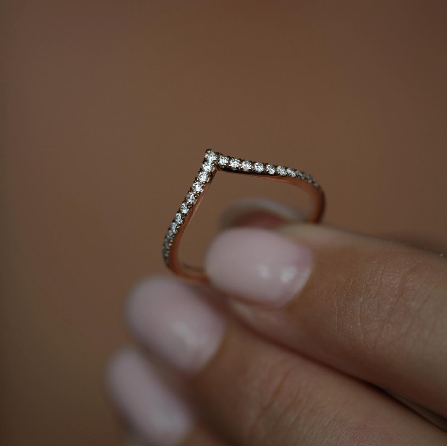 0.225 TCW Round Lab-Grown Diamond V-Curve Wedding Band 9