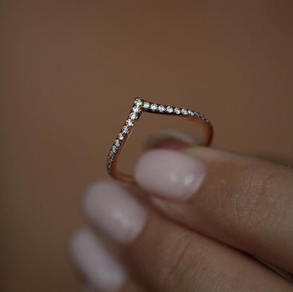 0.225 TCW Round Lab-Grown Diamond V-Curve Wedding Band 9
