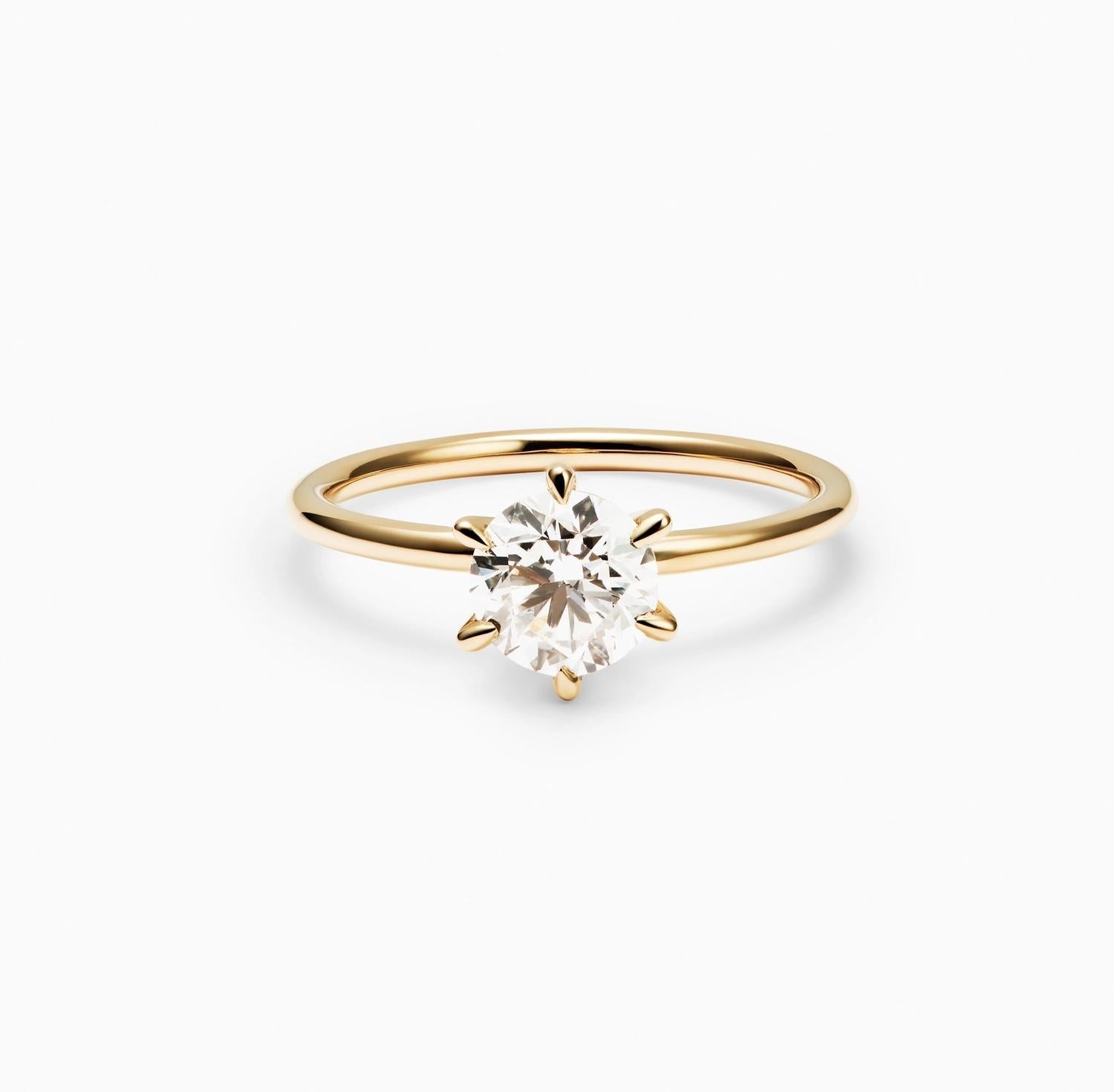 1.0 CT Round Lab-Grown Diamond Solitaire Ring in Classic Gold Setting 1