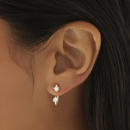Elegant 0.20 TCW Round Lab-Grown Diamond J-Hoop Earrings 9