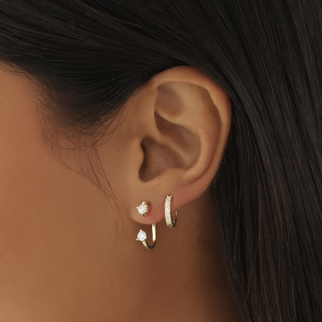 Elegant 0.20 TCW Round Lab-Grown Diamond J-Hoop Earrings 11