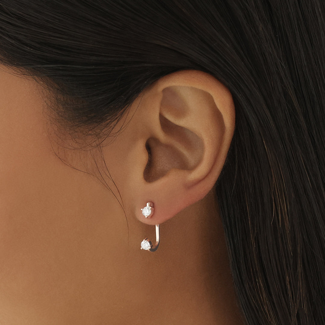 Elegant 0.20 TCW Round Lab-Grown Diamond J-Hoop Earrings 5