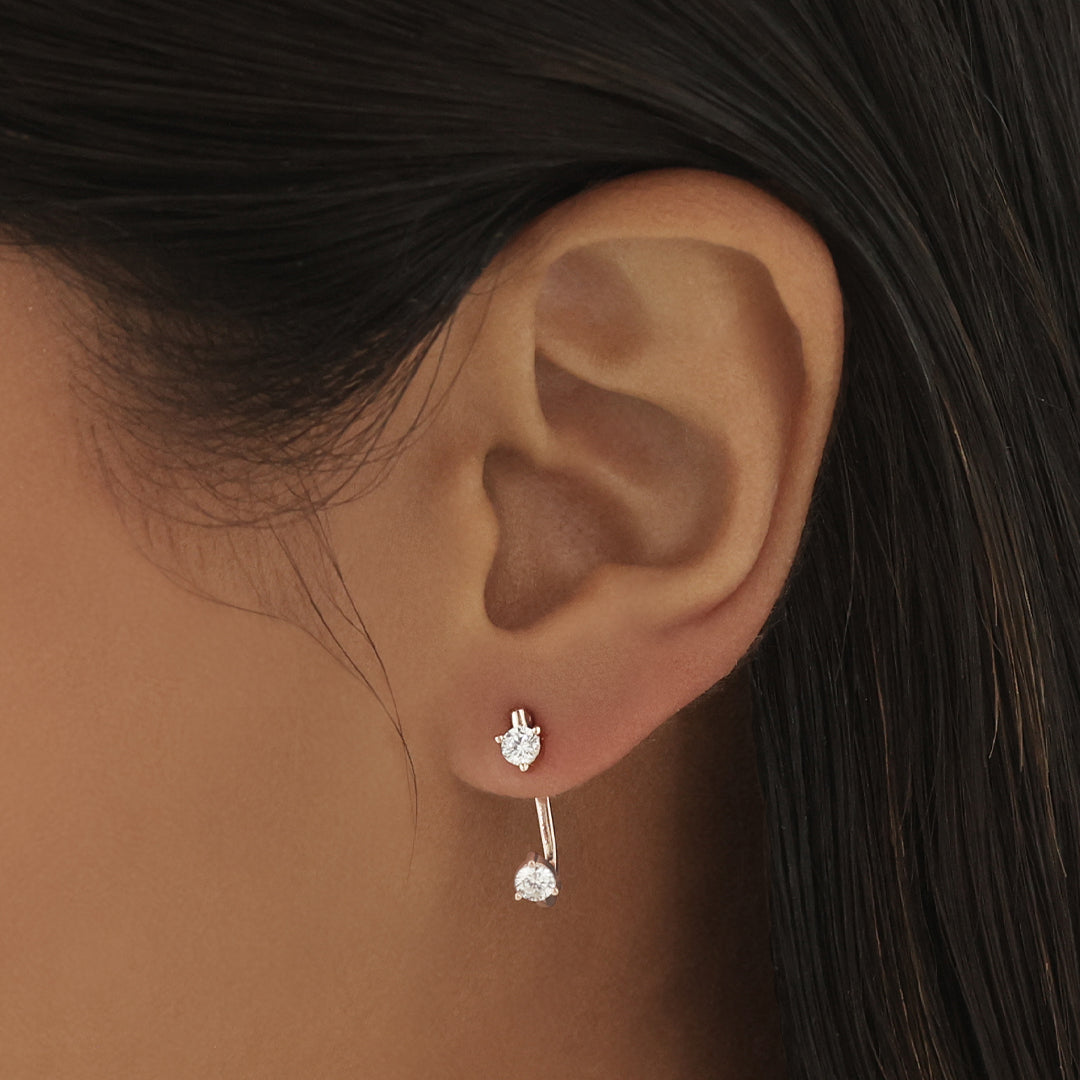 Elegant 0.20 TCW Round Lab-Grown Diamond J-Hoop Earrings 2