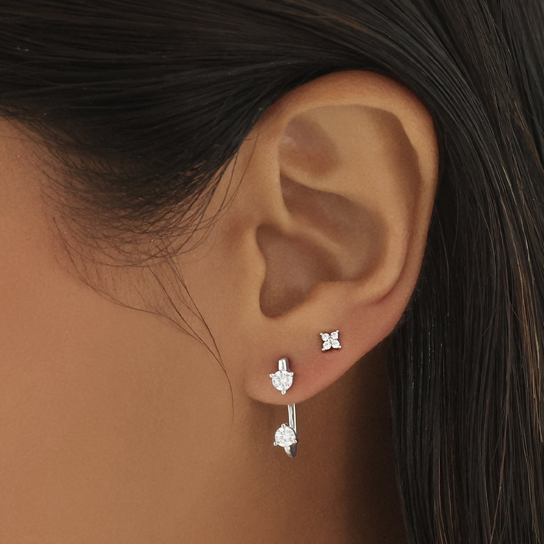 Elegant 0.20 TCW Round Lab-Grown Diamond J-Hoop Earrings 7