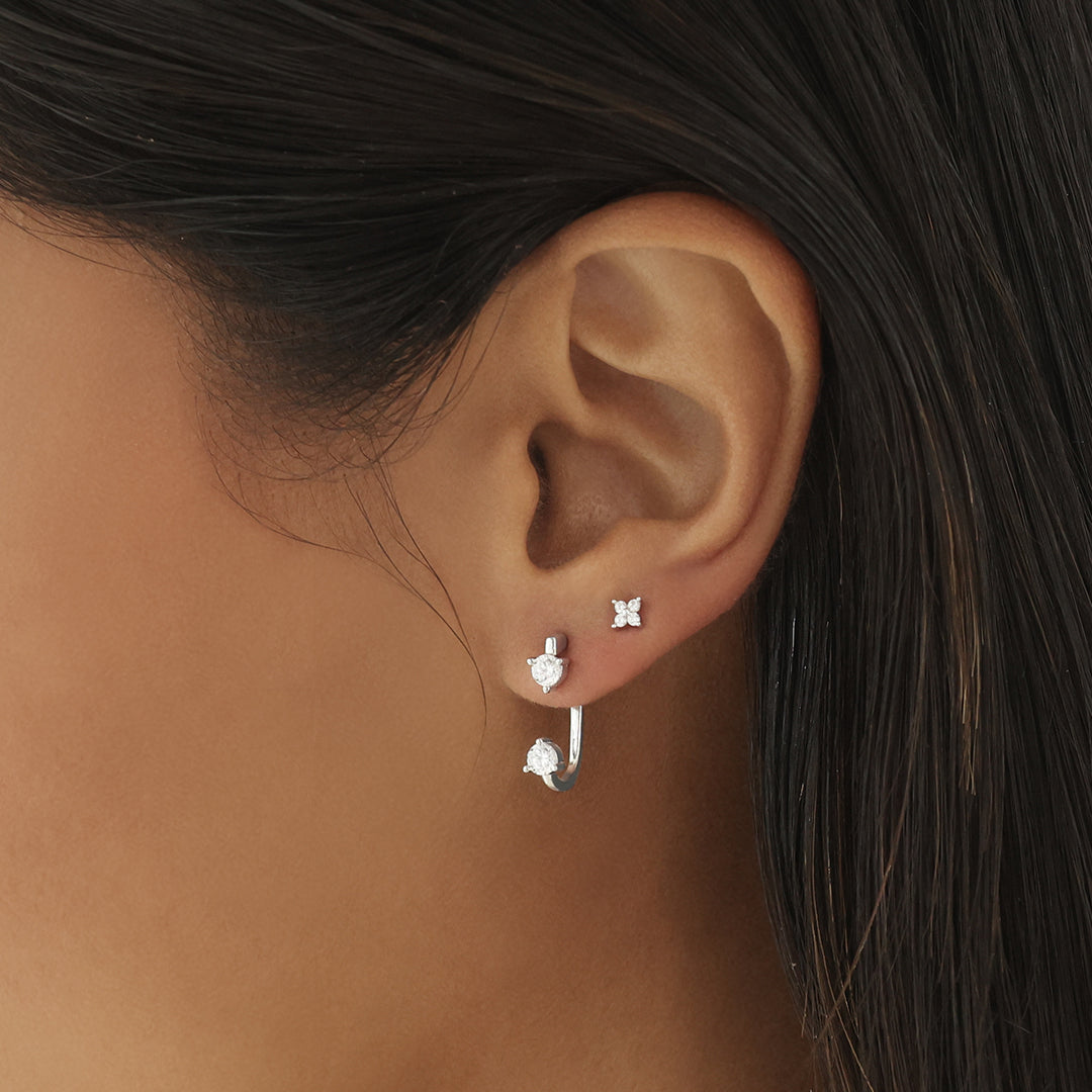 Elegant 0.20 TCW Round Lab-Grown Diamond J-Hoop Earrings 10