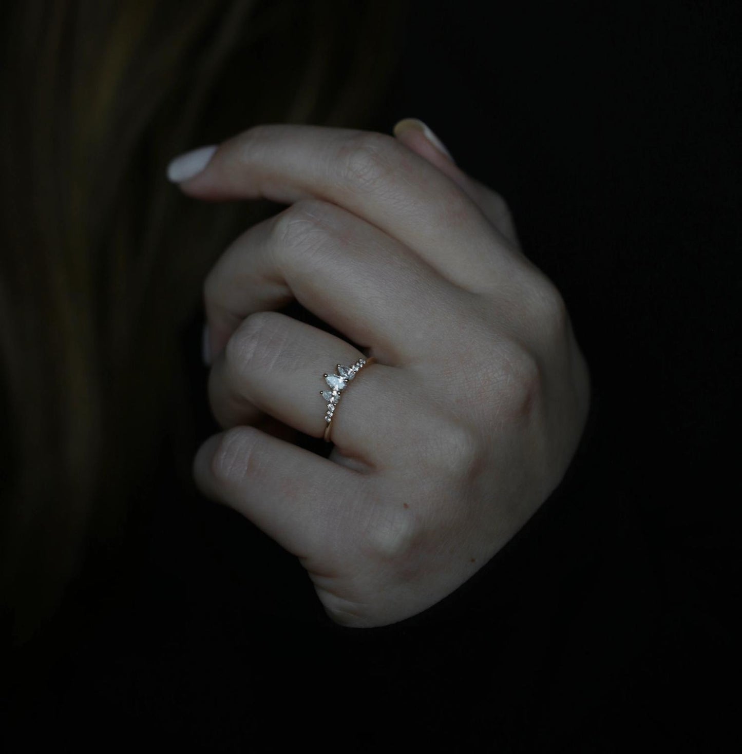 Eternal Splendor: 0.43 TCW Pear & Round Lab-Grown Diamond Wedding Band 2