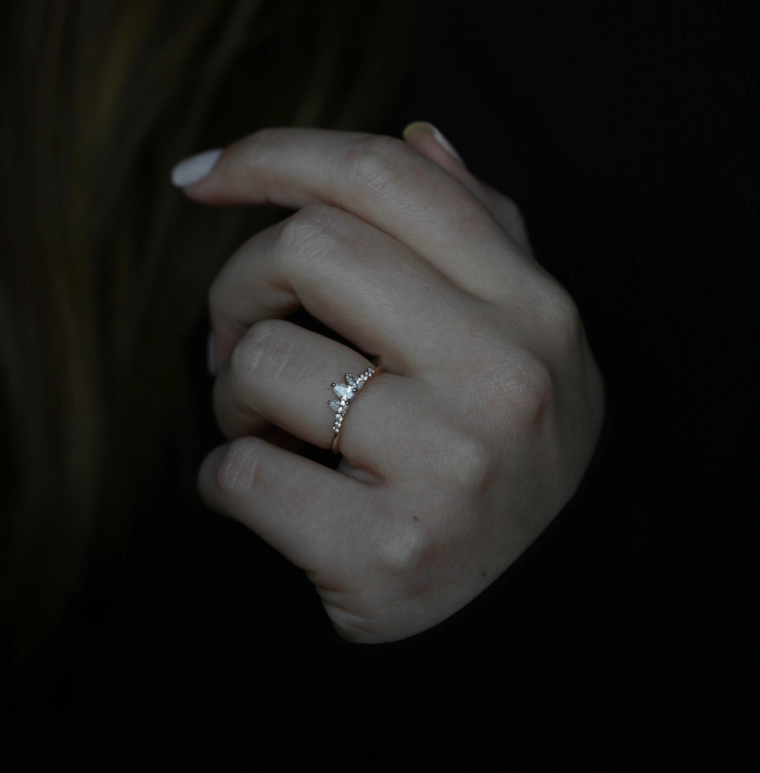 Eternal Splendor: 0.43 TCW Pear & Round Lab-Grown Diamond Wedding Band 2