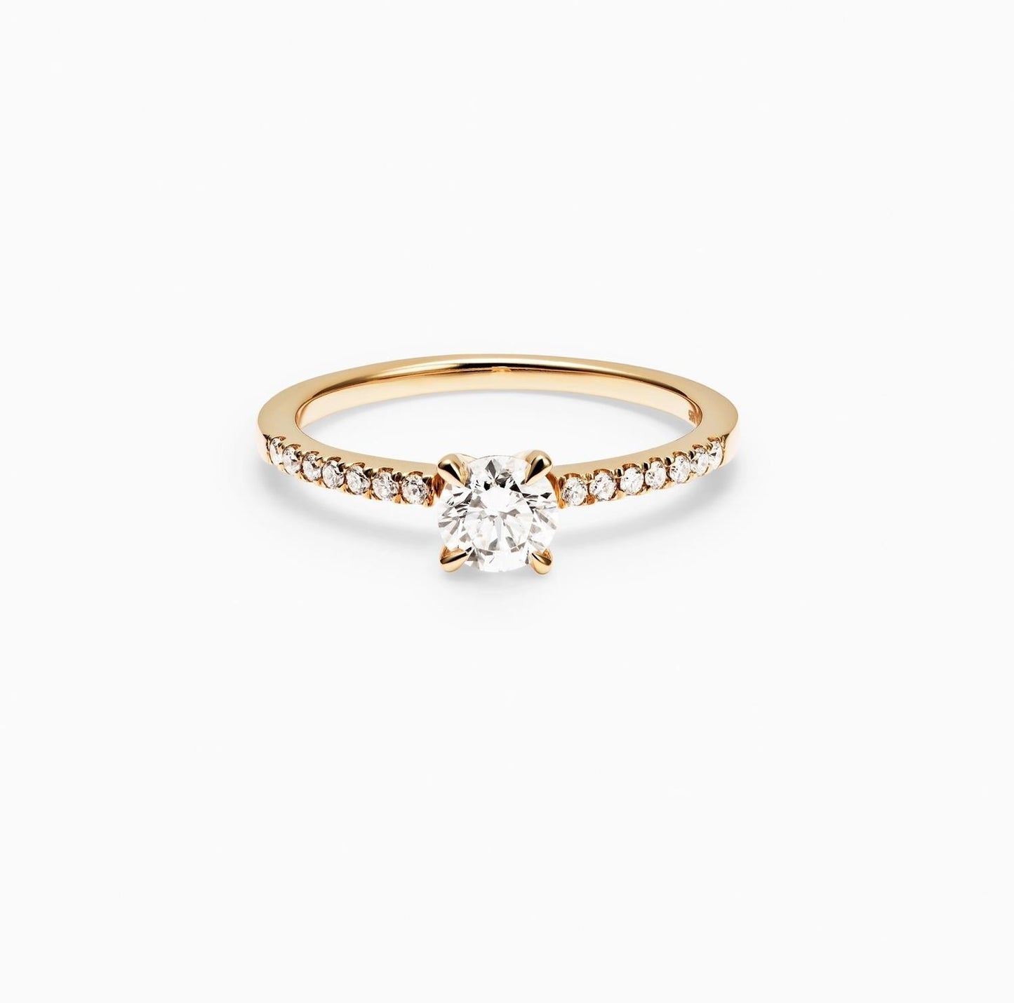 0.50 CT Round Cut Pave CVD F/VVS1 Diamond Engagement Ring 7