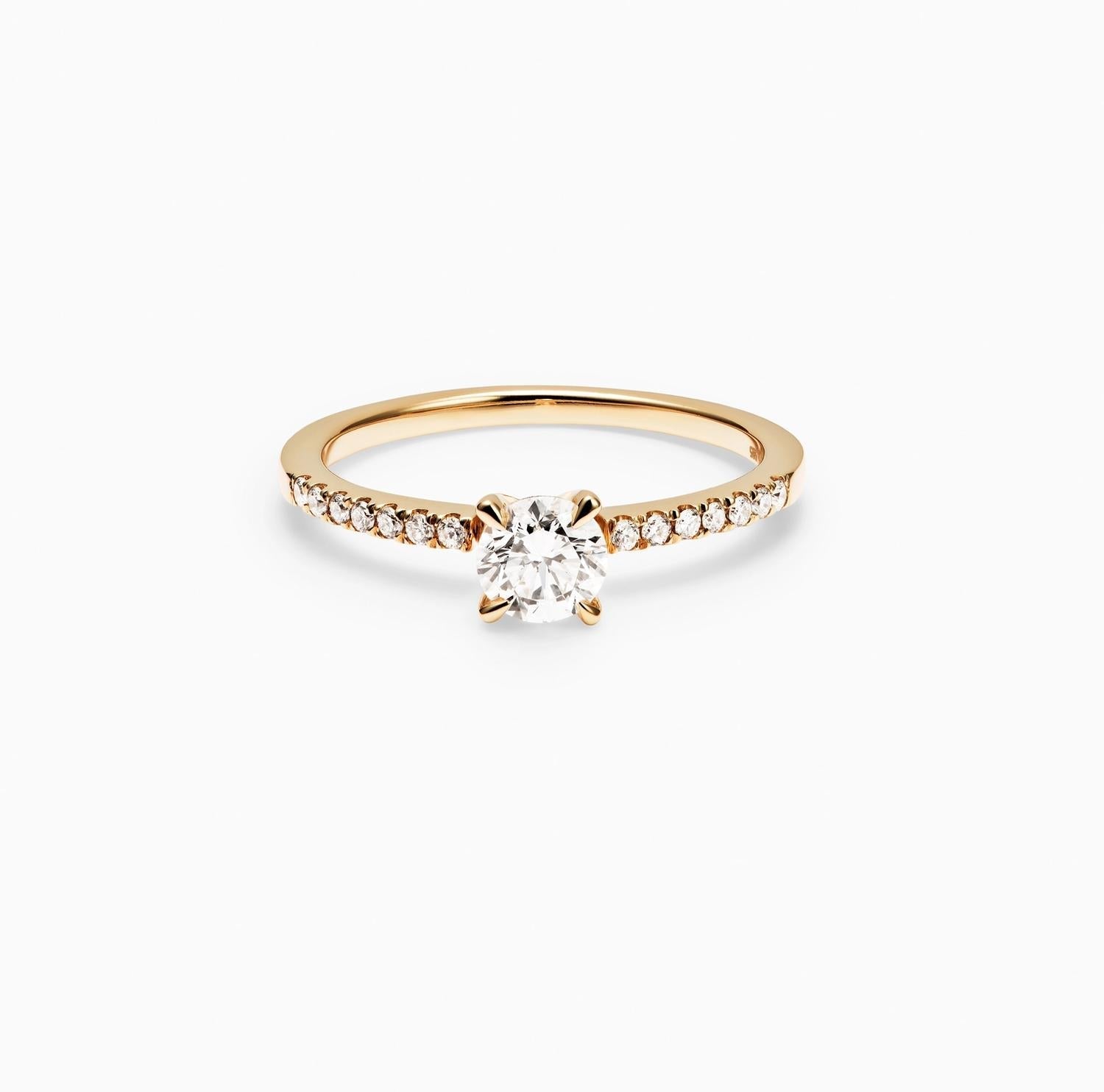 0.50 CT Round Lab-Grown Diamond Pave Gold Engagement Ring