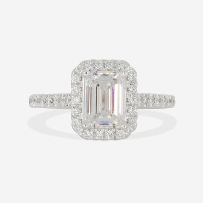 Halo-1.0 CT Emerald Lab Grown Diamond Engagement Ring