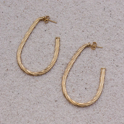 Elegant Gold Plated Twisted Hoop Earrings 2