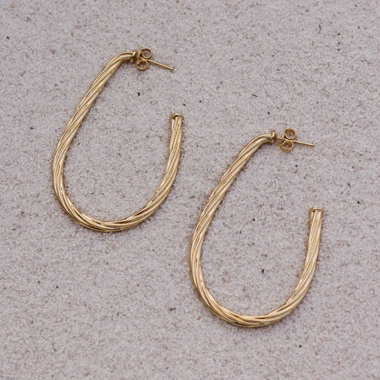 Elegant Gold Plated Twisted Hoop Earrings