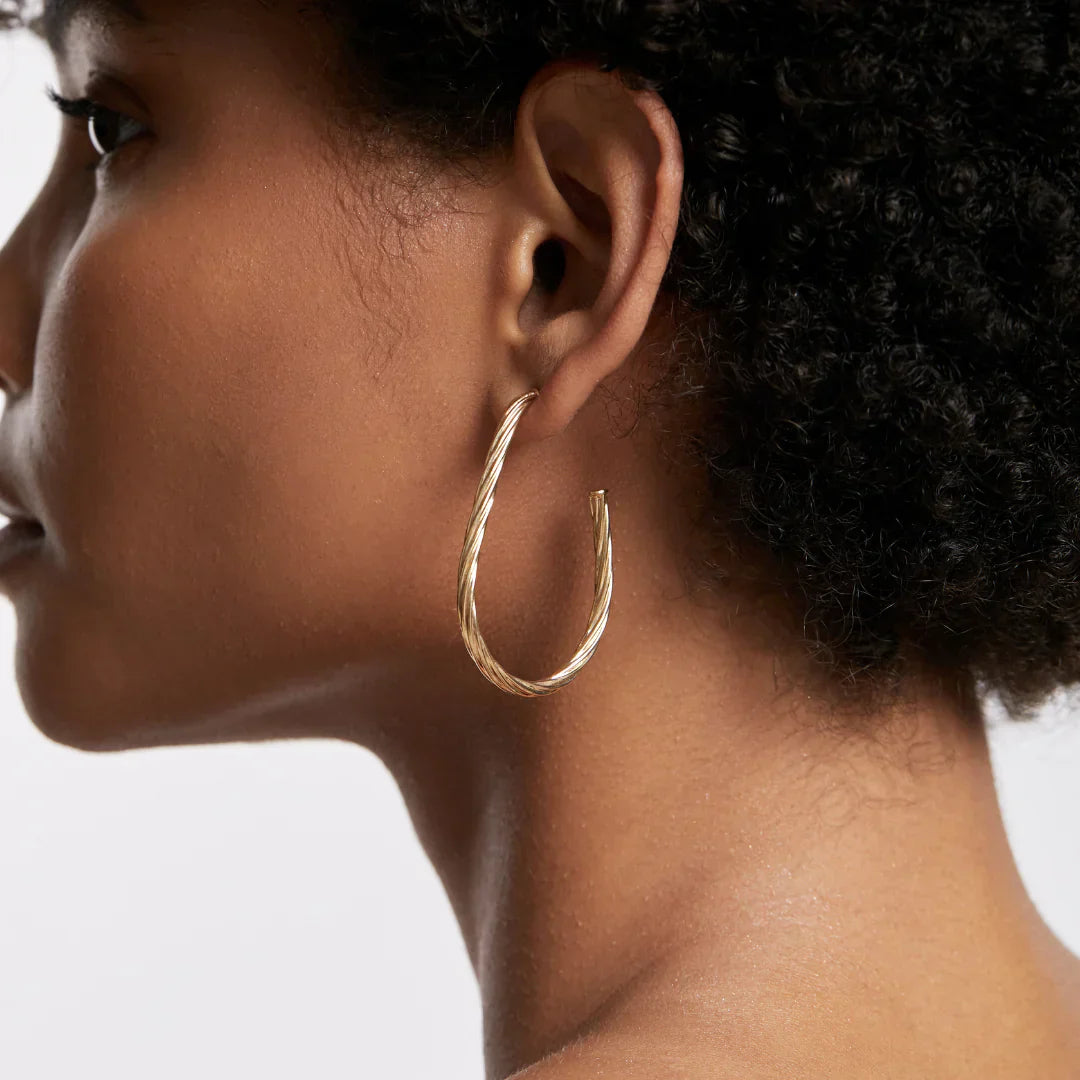 Elegant Gold Plated Twisted Hoop Earrings 4