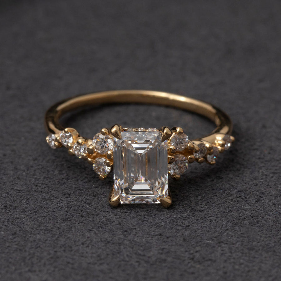 Cluster-1.5 CT Emerald Lab Grown Diamond Engagement Ring