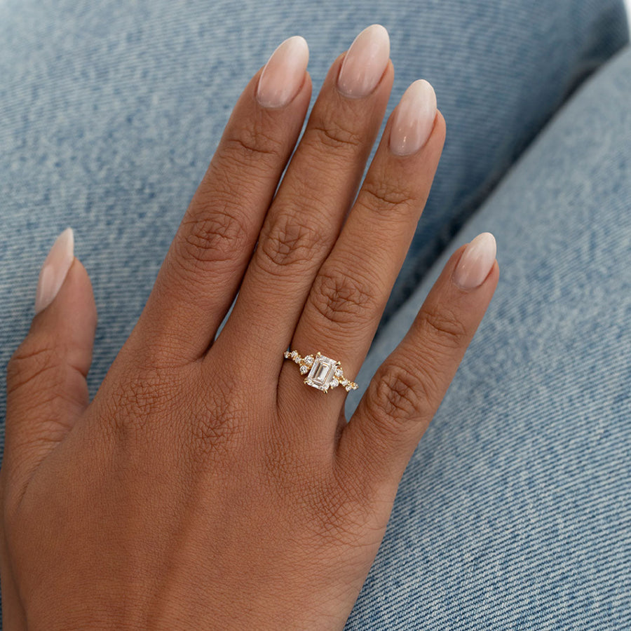 Cluster-1.5 CT Emerald Lab Grown Diamond Engagement Ring