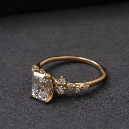 Cluster-1.5 CT Emerald Lab Grown Diamond Engagement Ring
