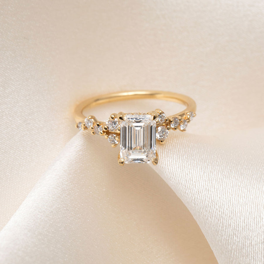 Cluster-1.5 CT Emerald Lab Grown Diamond Engagement Ring