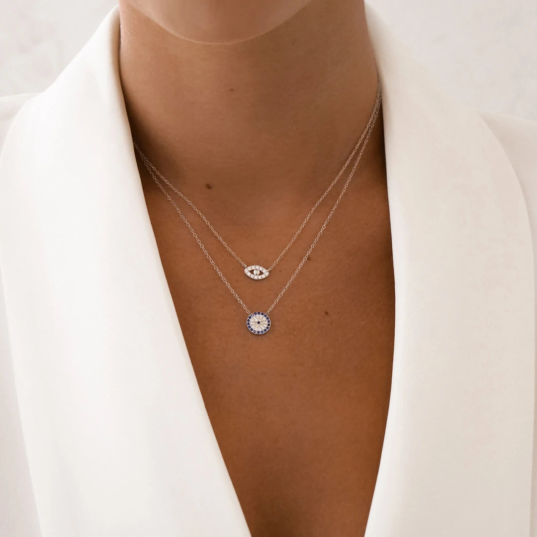 0.30 TCW Round Blue Sapphire Lab-Made  Diamond Necklace 7
