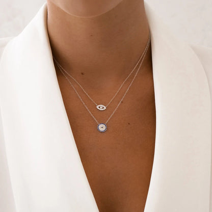 0.30 TCW Round Blue Sapphire Lab-Made  Diamond Necklace 7