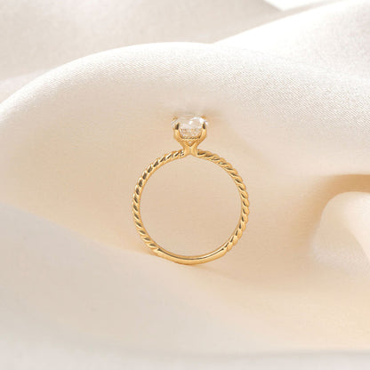 Solitaire & Twisted Shank-1.5 CT Oval Lab Grown Diamond Engagement Ring