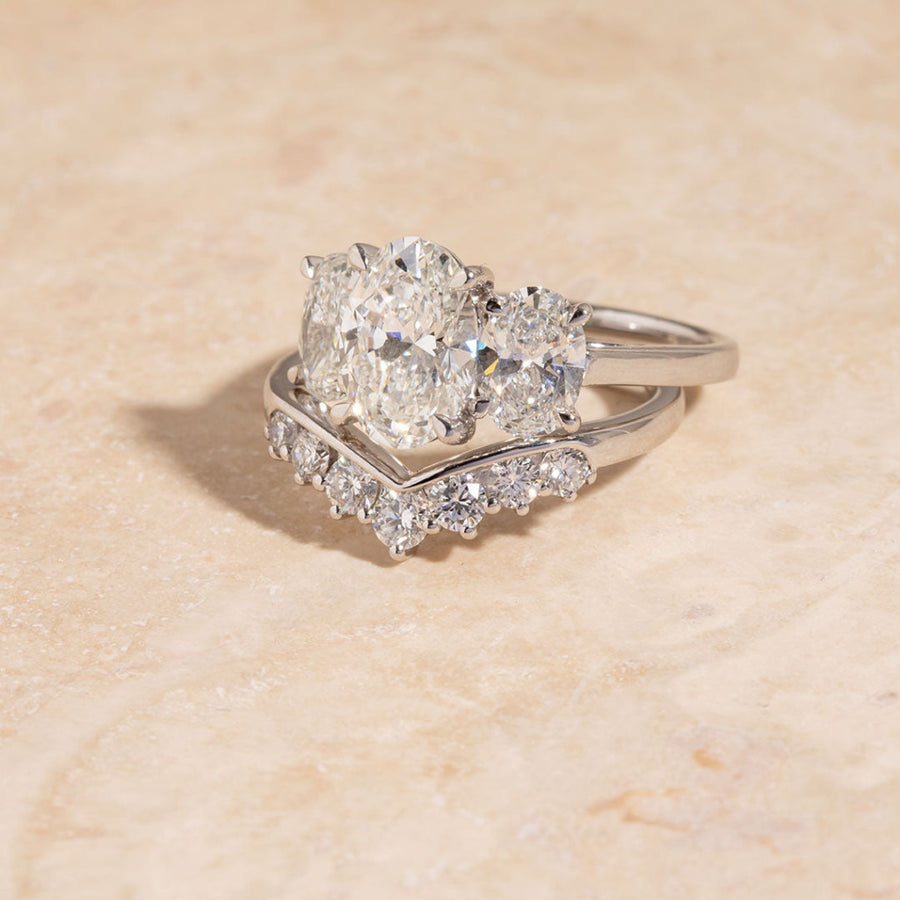 Three Stone-2.0 CT Oval Lab Grown Diamond Engagement Ring