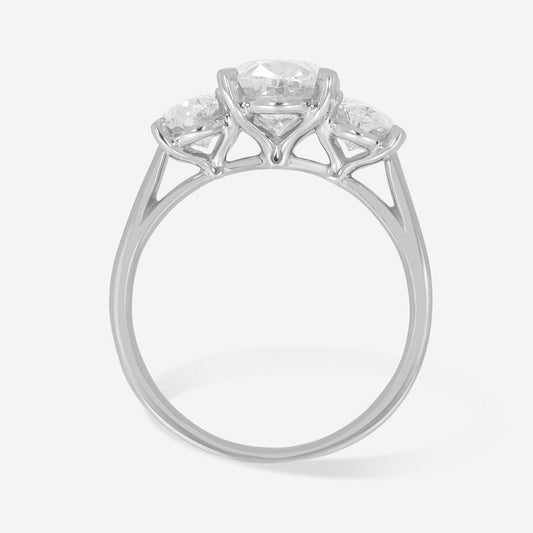 Three Stone-2.0 CT Oval Lab Grown Diamond Engagement Ring