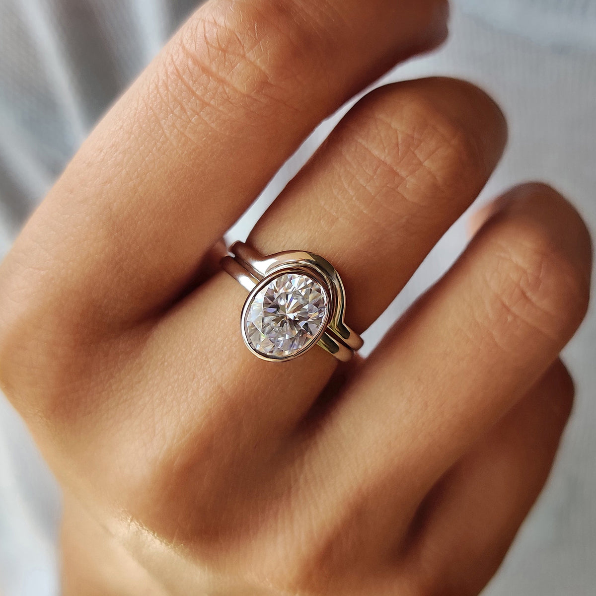 Solitaire Cathedral- 1.8 CT Cushion Lab Grown Diamond Wedding Band