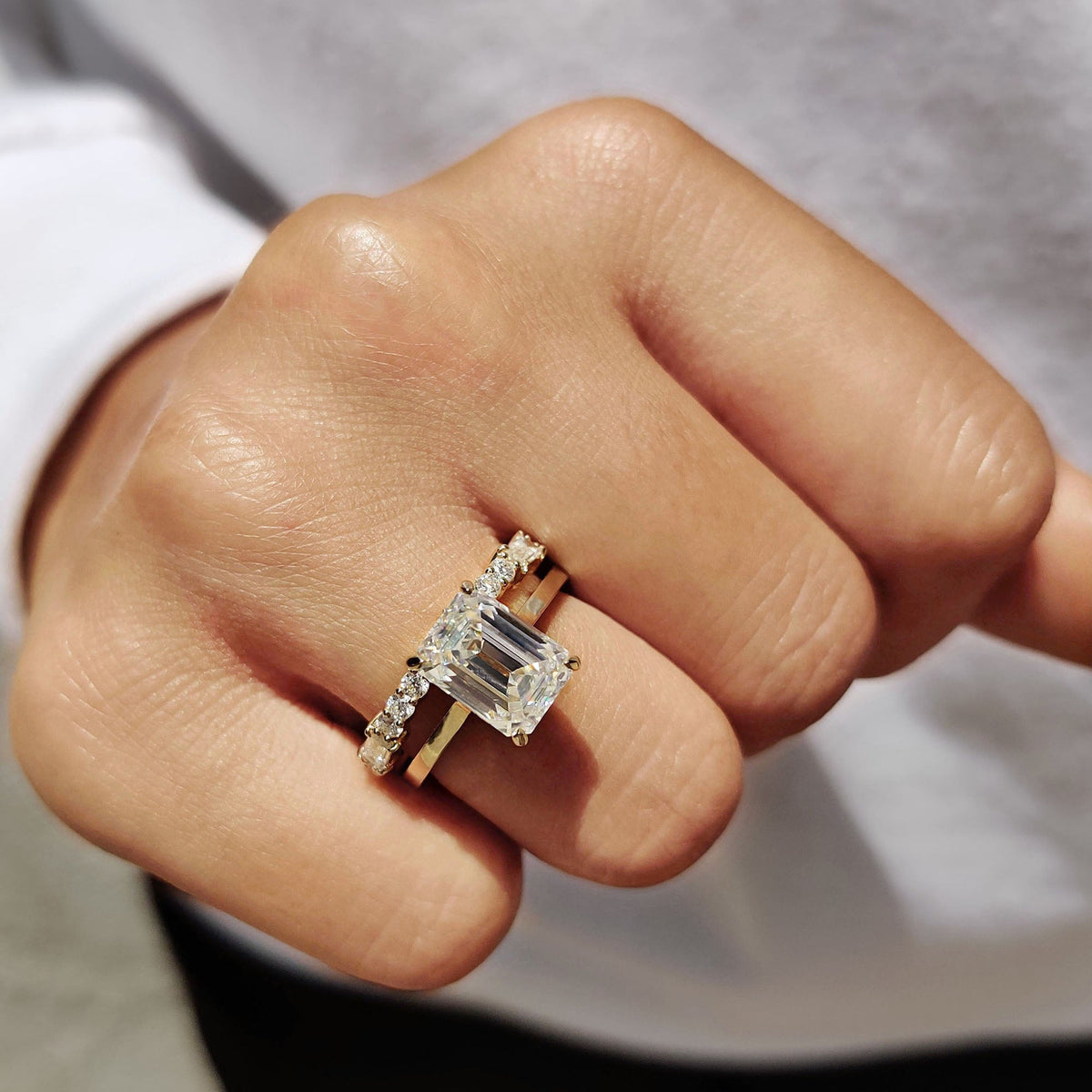 Solitaire Cathedral- 1.8 CT Cushion Lab Grown Diamond Wedding Band
