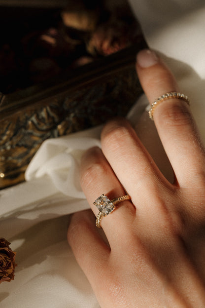 Solitaire Cathedral- 1.8 CT Cushion Lab Grown Diamond Wedding Band