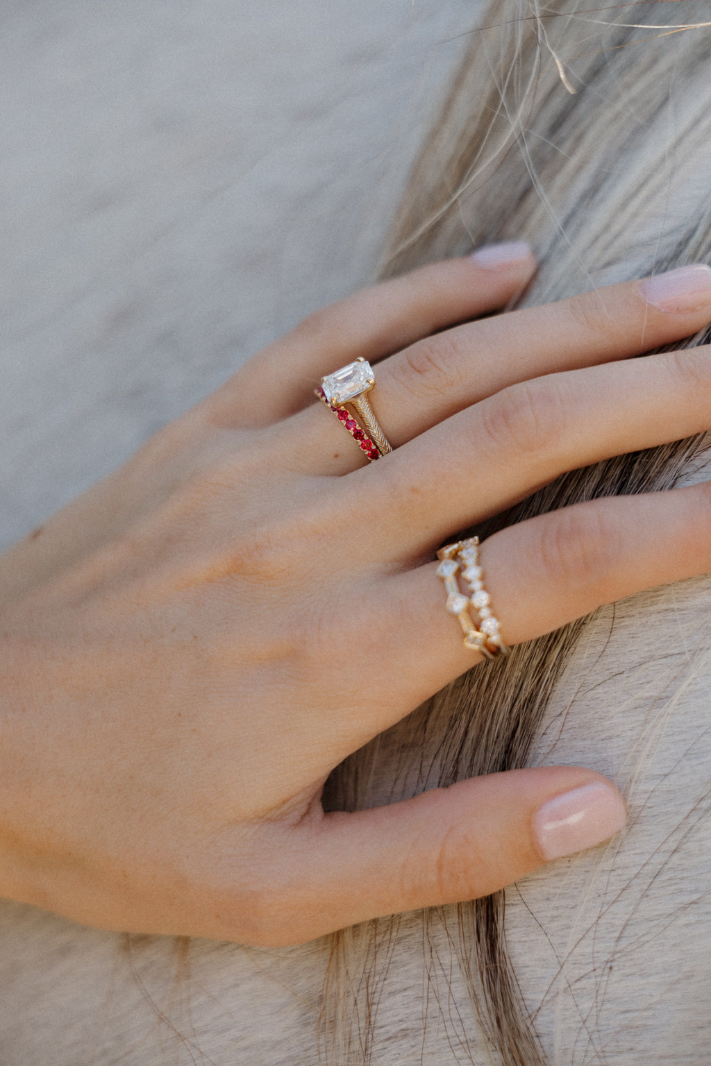 Solitaire Cathedral- 1.8 CT Cushion Lab Grown Diamond Wedding Band
