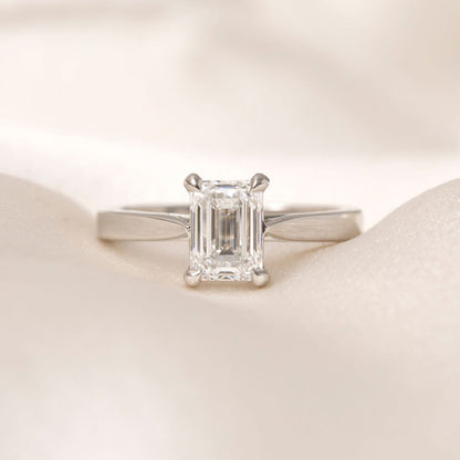 Solitaire-1.5 CT Emerald Lab Grown Diamond Engagement Ring