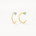 Load image into Gallery viewer, Dazzling 0.04 TCW Round Natural Aquamarine Gold Hoop Earrings
