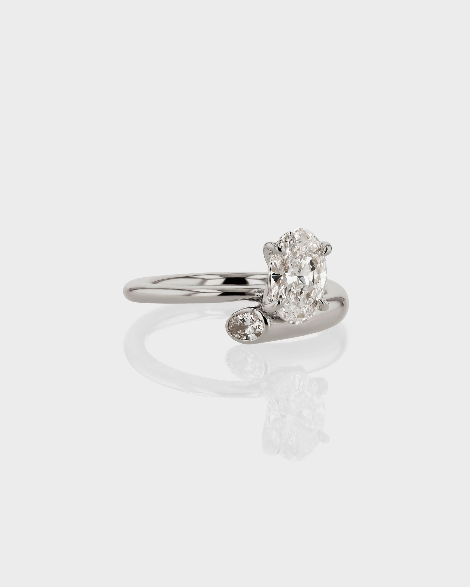 1.0 CT Oval Lab Diamond Spiral Shank Engagement Ring 5