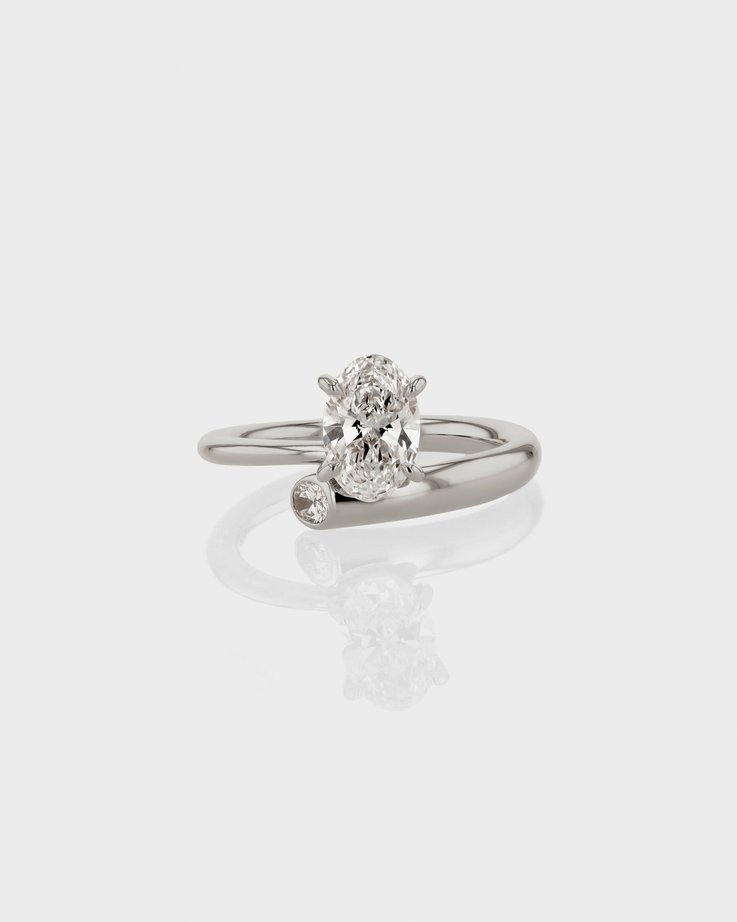 1.0 CT Oval Lab Diamond Spiral Shank Engagement Ring 1