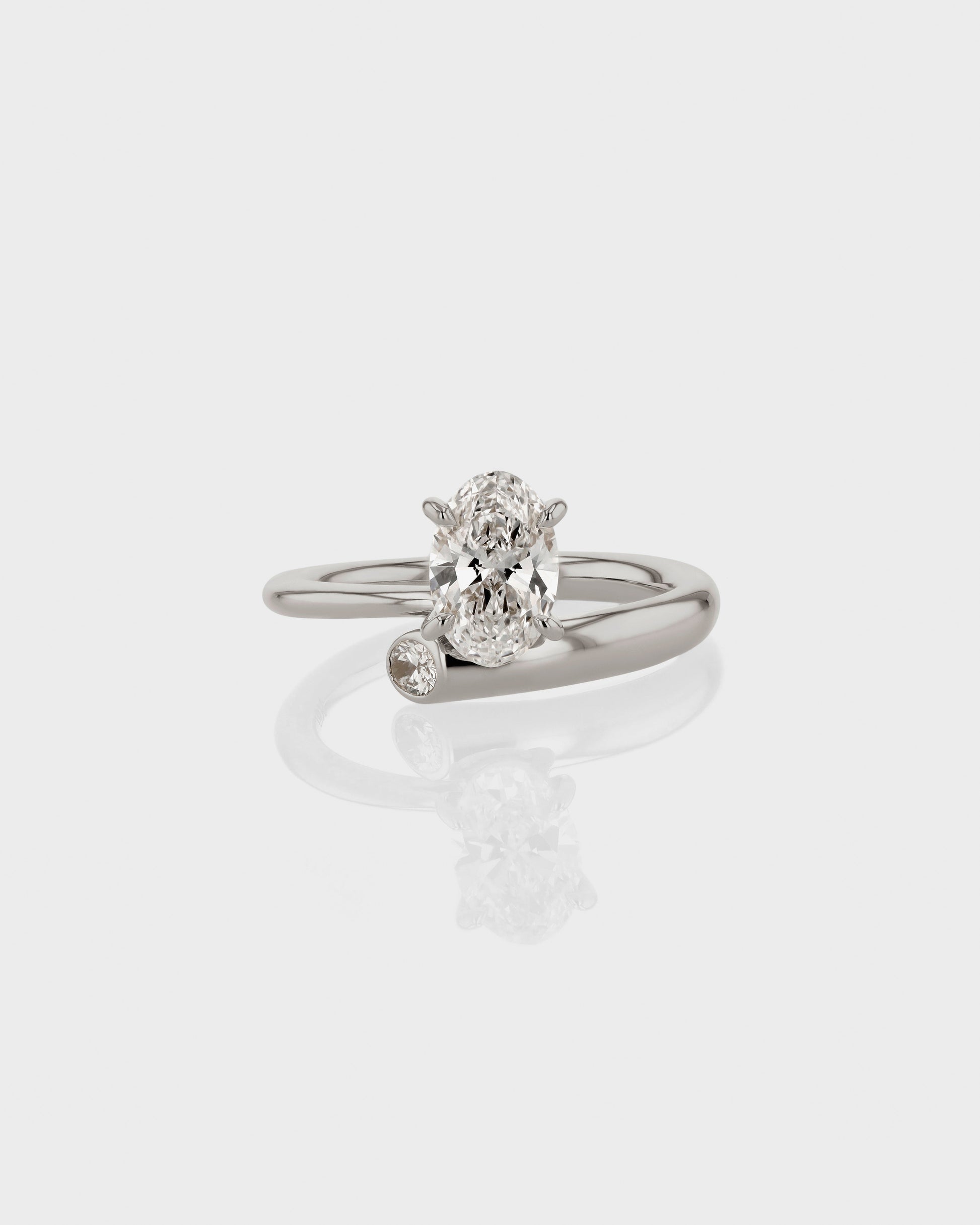 1.0 CT Oval Lab Diamond Spiral Shank Engagement Ring 1