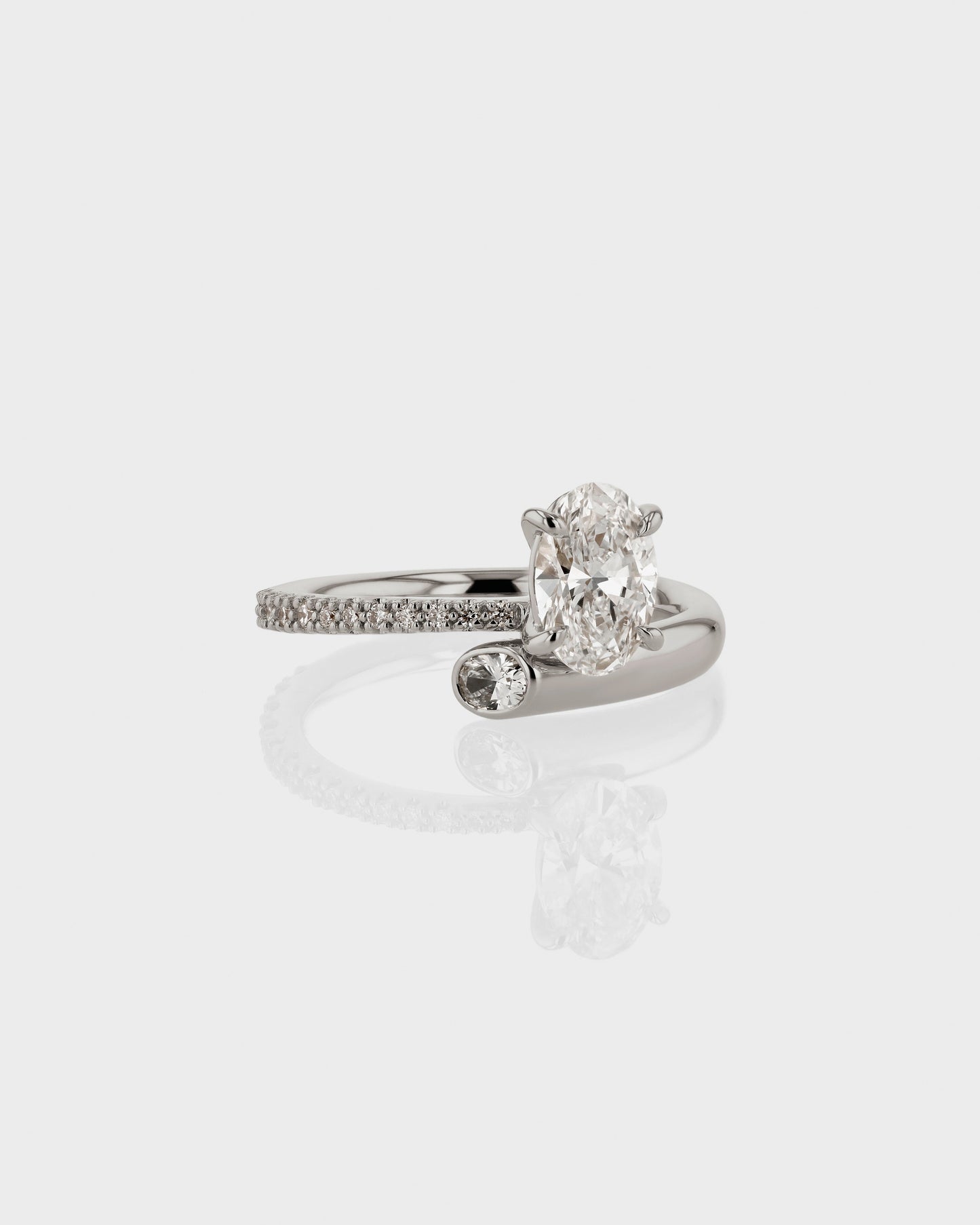 1.0 CT Oval Lab Grown Diamond Swirl Pave Engagement Ring 2