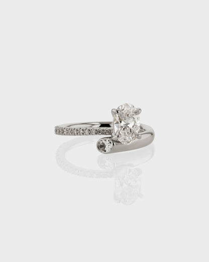 1.0 CT Oval Lab Grown Diamond Swirl Pave Engagement Ring 2