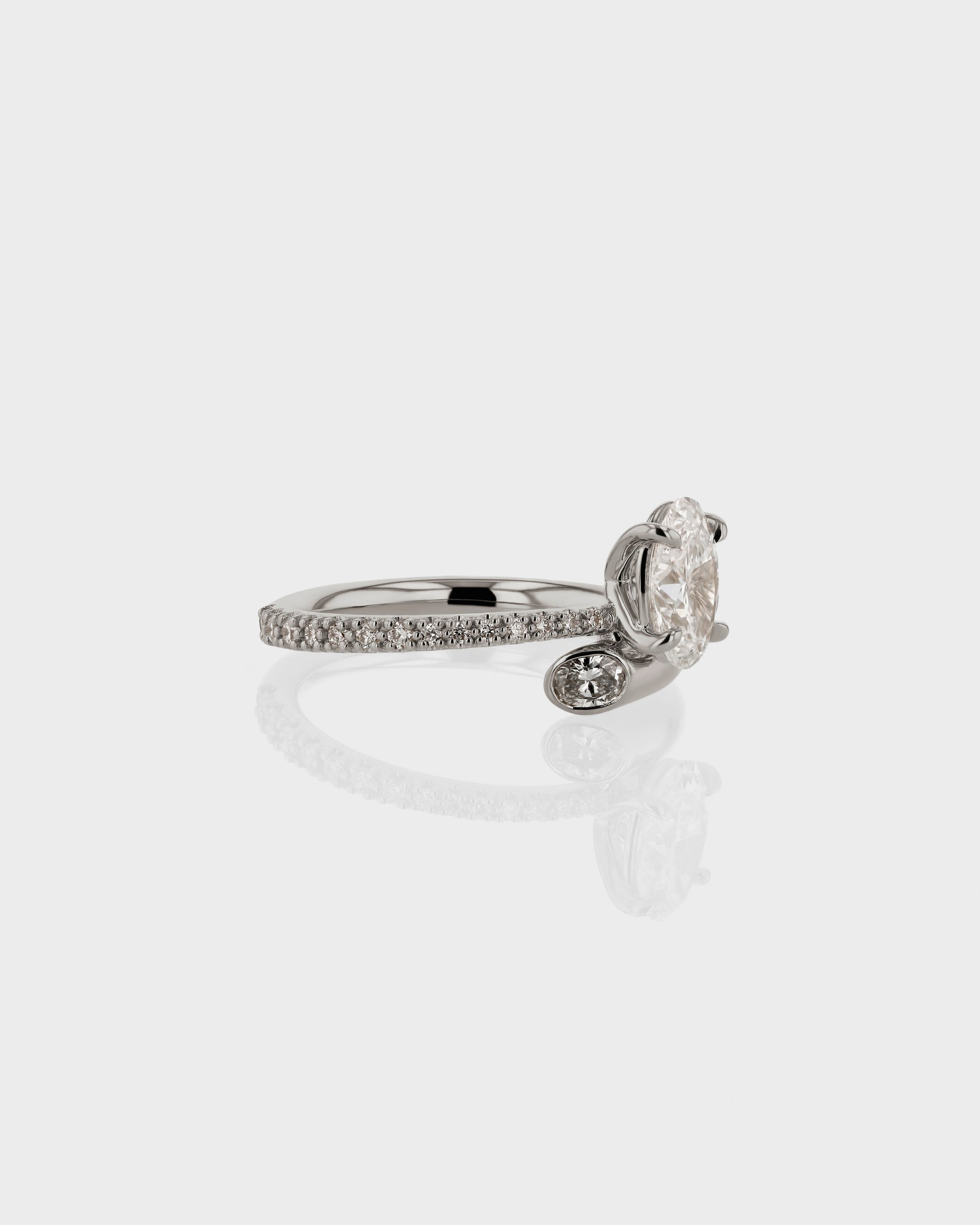 1.0 CT Oval Lab Grown Diamond Swirl Pave Engagement Ring 3