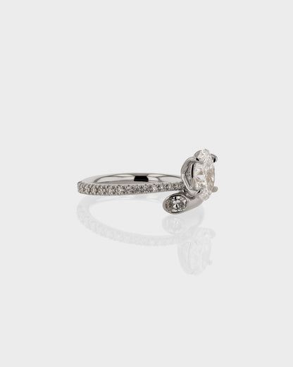 1.0 CT Oval Lab Grown Diamond Swirl Pave Engagement Ring 3
