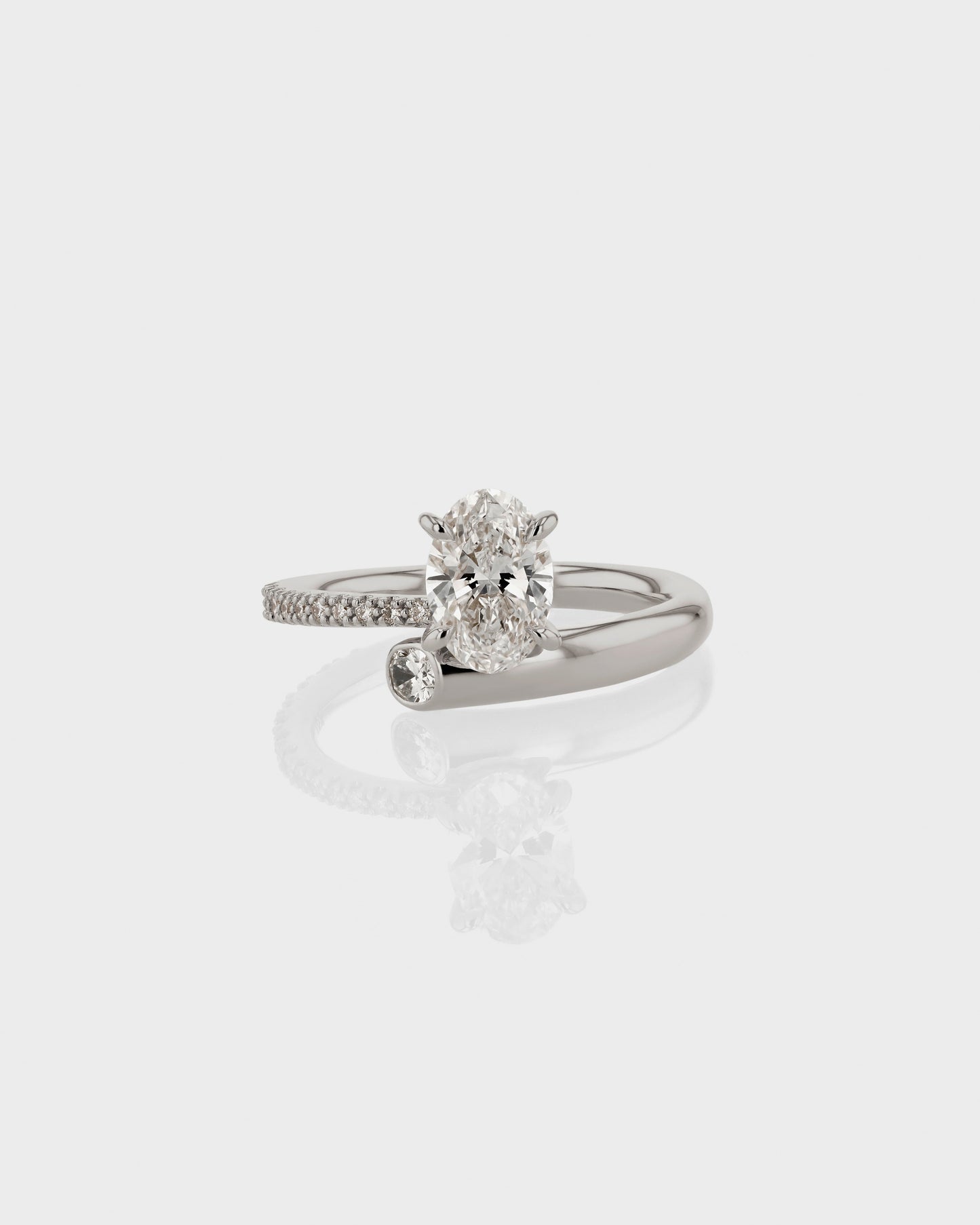 1.0 CT Oval Lab Grown Diamond Swirl Pave Engagement Ring 1