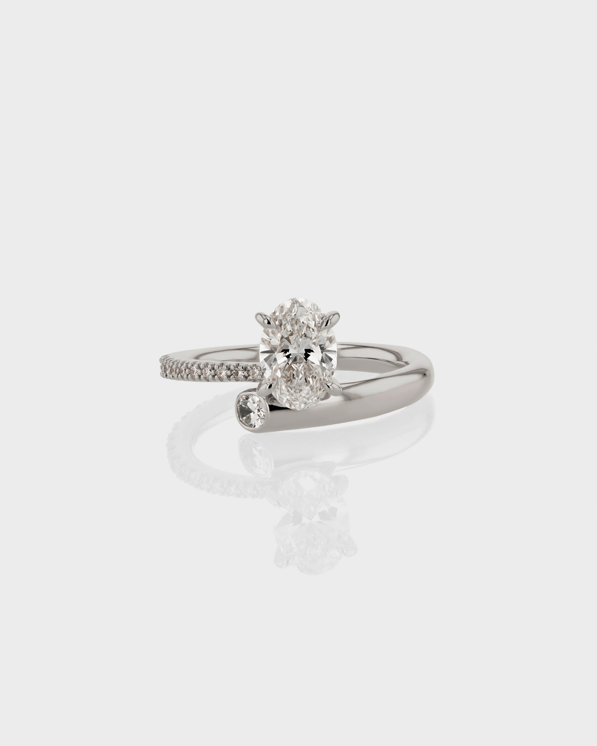 1.0 CT Oval Lab Grown Diamond Swirl Pave Engagement Ring 1