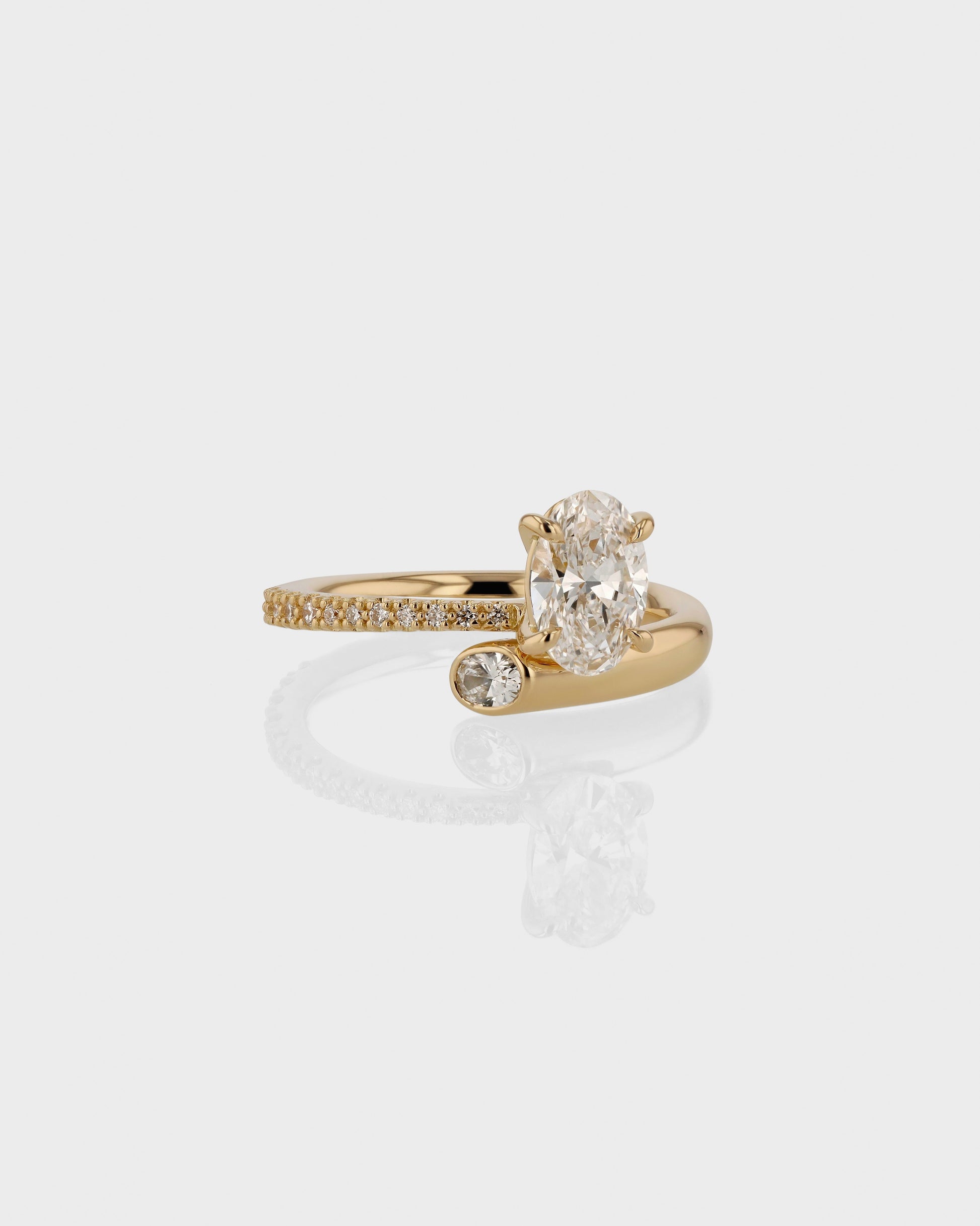 1.0 CT Oval Lab Grown Diamond Pave Swirl Engagement Ring 2