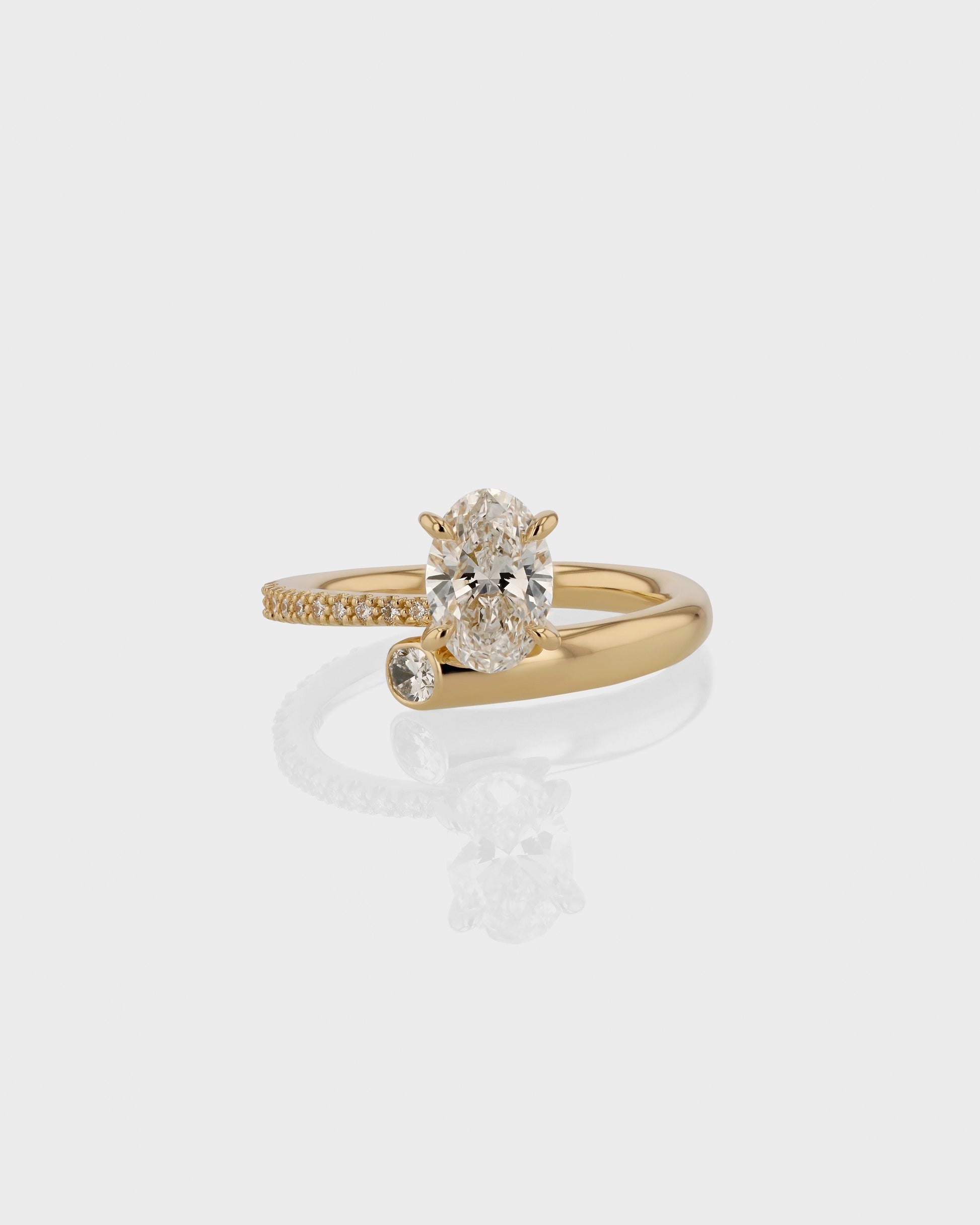 1.0 CT Oval Lab Grown Diamond Pave Swirl Engagement Ring 1
