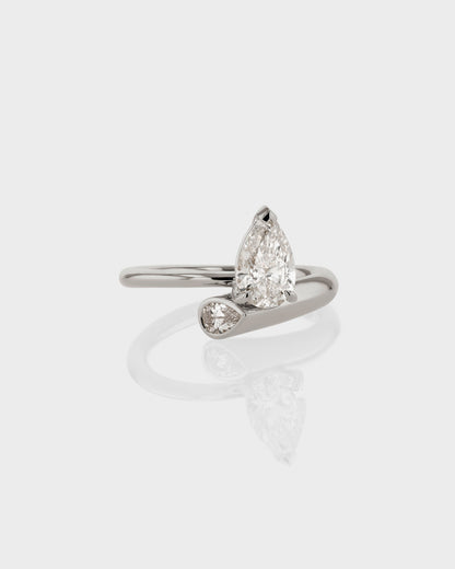 1.0 CT Pear Lab Grown Diamond Hidden Gem Engagement Ring 2