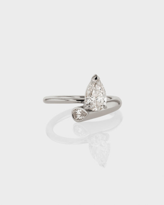 1.0 CT Pear Lab Grown Diamond Hidden Gem Engagement Ring