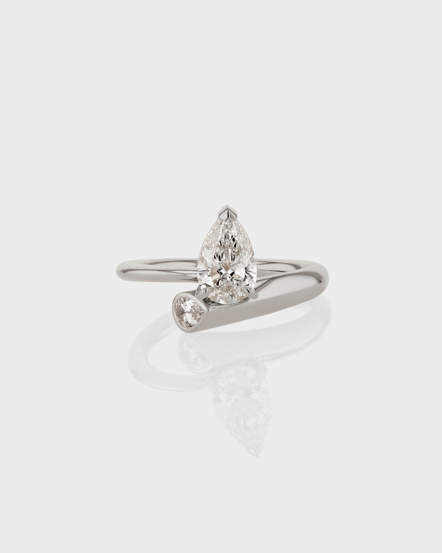 1.0 CT Pear Lab Grown Diamond Hidden Gem Engagement Ring 1