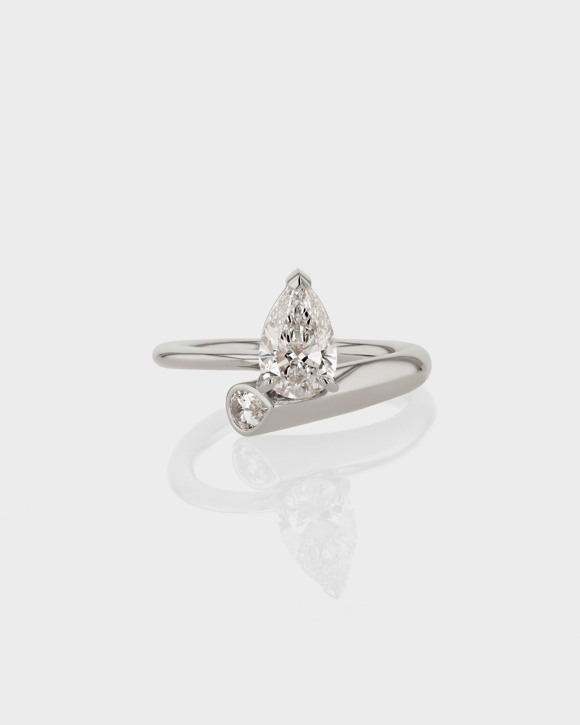 1.0 CT Pear Lab Grown Diamond Hidden Gem Engagement Ring 1