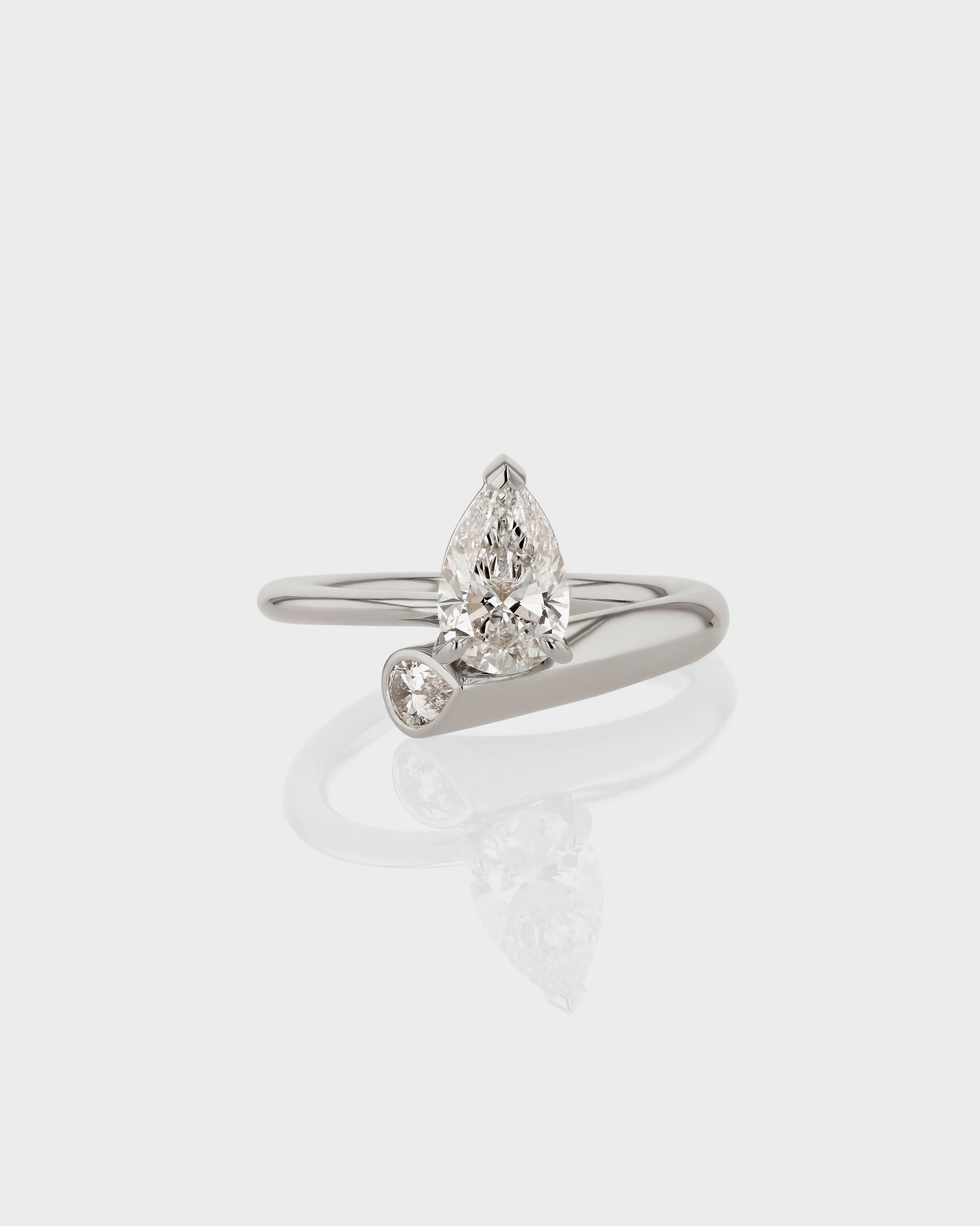 1.0 CT Pear Lab Grown Diamond Hidden Gem Engagement Ring