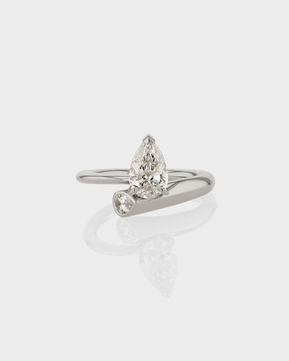 1.0 CT Pear Lab Grown Diamond Hidden Gem Engagement Ring 1