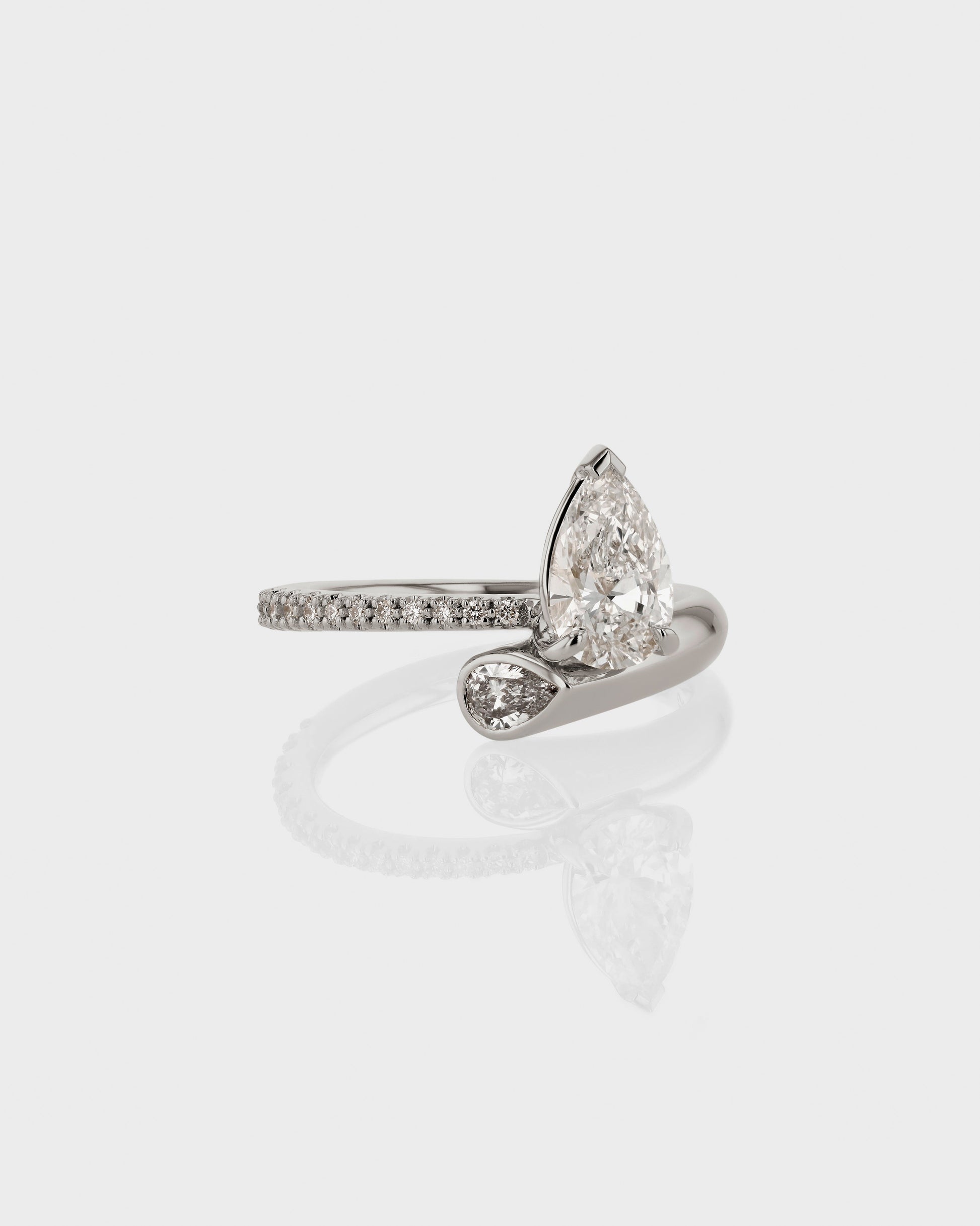 0.50 CT Pear Lab Grown Diamond Swirl Pave Promise Ring 3